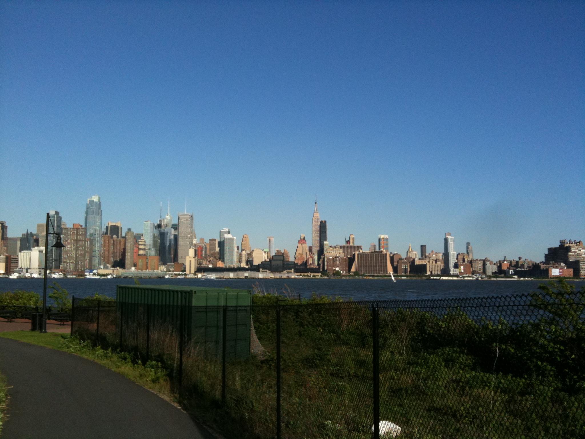 Joe Bauer running, and looking at NYC