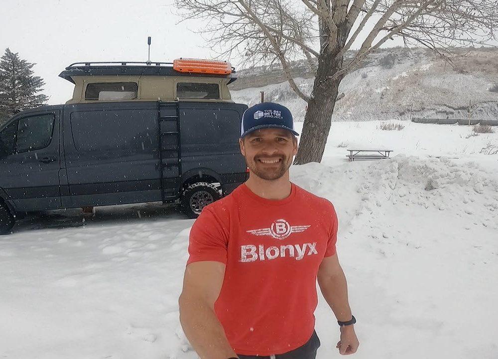 Joe Bauer talking about beginner fitness habits in the snowy Steamboat Springs