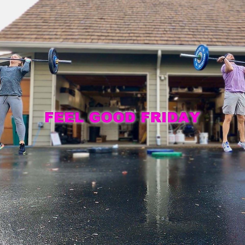 Feel Good Friday - FLOW - Lance Armstrong - Tabletops with Joe and Emily doing shoulder to overhead in the driveway