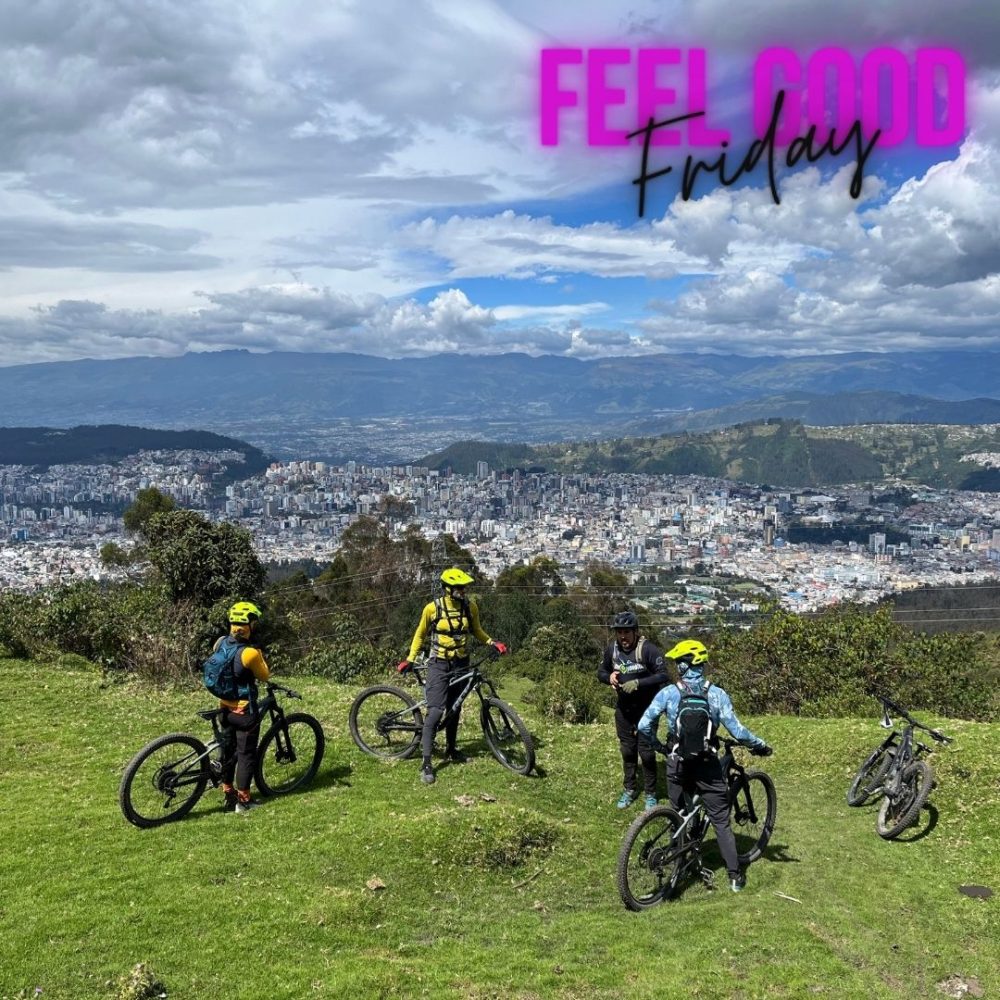 Mountain biking in Ecuador with a view of Quito