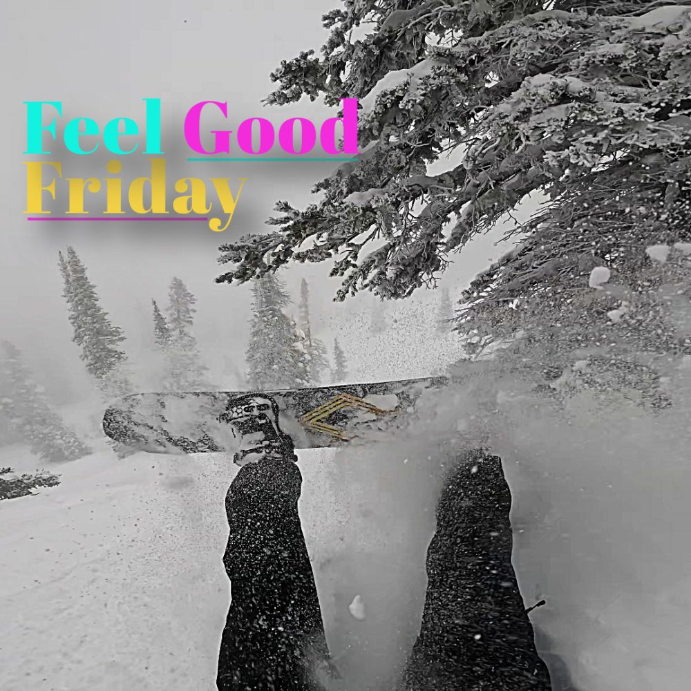 Feel Good Friday with Joe falling on powder day of snowboarding at Steamboat Springs