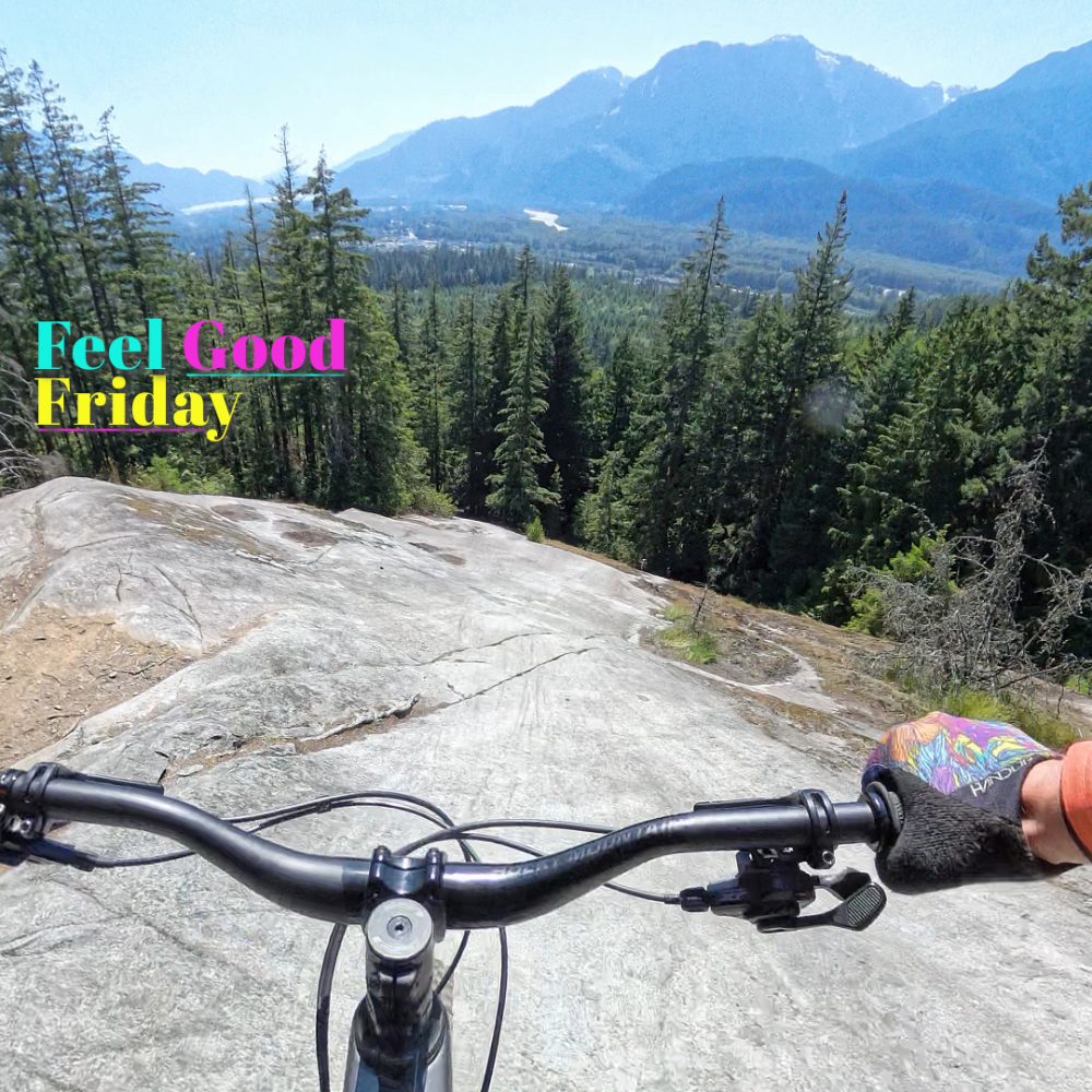 Mountain biking down In N Out Burger in Squamish